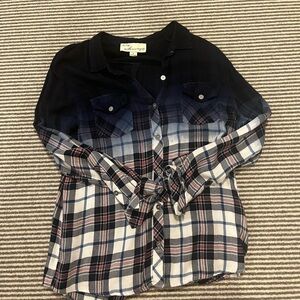 Vintage Blue and Black Plaid dip dye Sia plaid Shirt